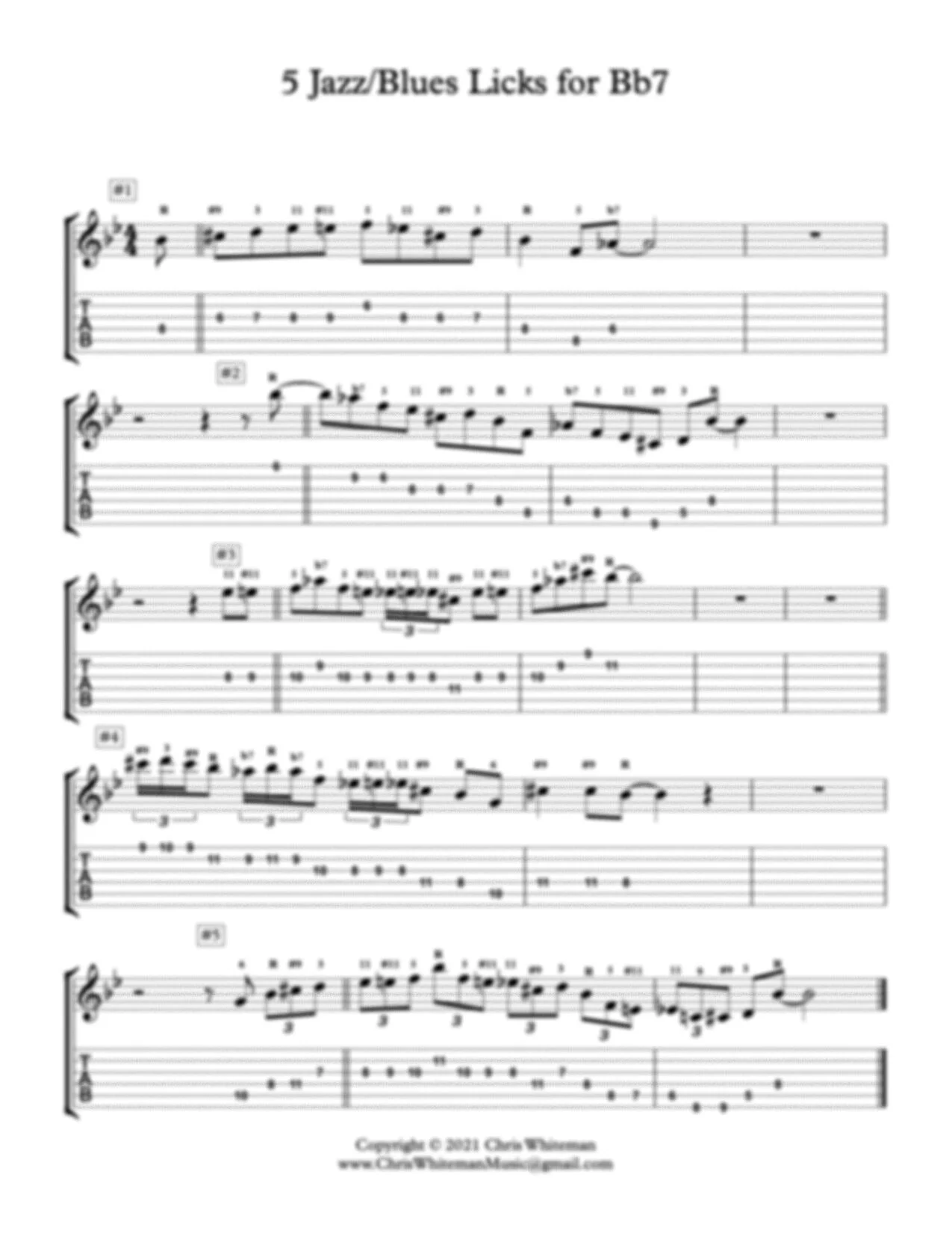 5 Jazz Blues Licks for Bb7: PDF Download w/TAB — Chris Whiteman Music